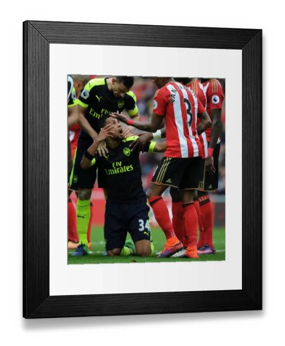 Framed Print : Clash at Stadium of Light: Arsenal's Coquelin vs Sunderland's van Aanholt (Premier League 2016-17)