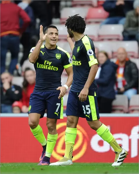 Alexis Sanchez and Mohamed Elneny Celebrate Arsenal's Four-Goal Lead Over Sunderland (2016-17)