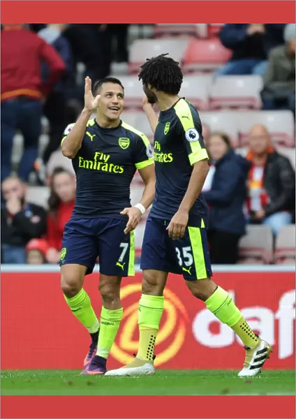 Alexis Sanchez and Mohamed Elneny Celebrate Arsenal's Four-Goal Lead Over Sunderland (2016-17)