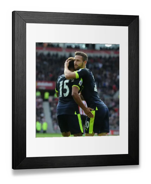 Framed Print : Mustafi and Oxlade-Chamberlain Celebrate Arsenal's First Goal vs Sunderland (2016-17) Framed Print : Mustafi and Oxlade-Chamberlain Celebrate Arsenal's First Goal vs Sunderland (2016-17)