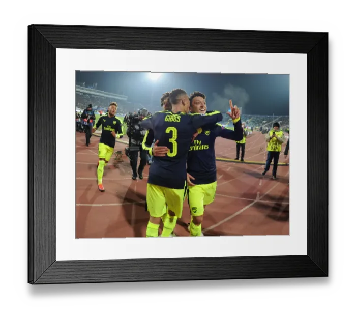 Framed Print : Mesut Ozil Scores for Arsenal Against Ludogorets in 2016-17 Champions League