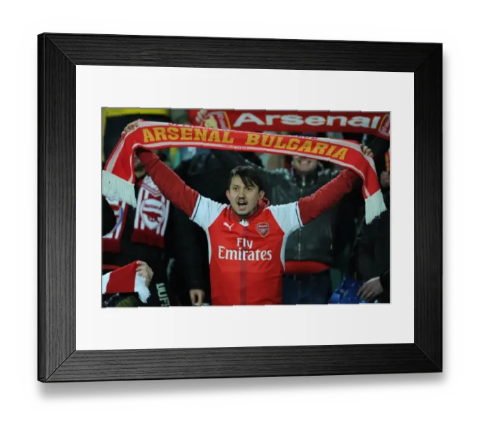 Framed Print : Arsenal Fans in Sofia: PFC Ludogorets Razgrad vs Arsenal FC, UEFA Champions League 2016-17