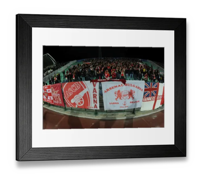 Framed Print : Arsenal Fans Gather in Sofia for UEFA Champions League Match against PFC Ludogorets Razgrad (2016)