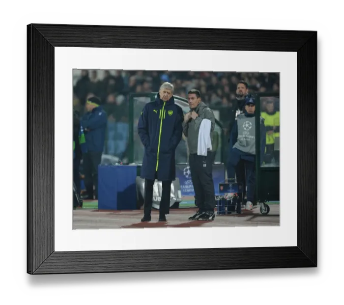 Framed Print : Arsene Wenger and Doctor Gary O'Driscoll of Arsenal FC During UEFA Champions League Match vs PFC Ludogorets Razgrad, 2016 Framed Print : Arsene Wenger and Doctor Gary O'Driscoll of Arsenal FC During UEFA Champions League Match vs PFC Ludogorets Razgrad, 2016