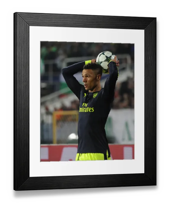 Framed Print : Kieran Gibbs in Action: Arsenal vs Ludogorets Razgrad, UEFA Champions League 2016