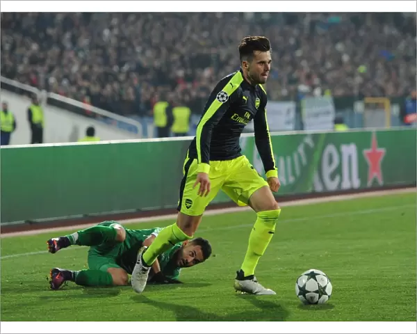 Arsenal's Carl Jenkinson Clashes with Wanderson of Ludogorets in UEFA Champions League