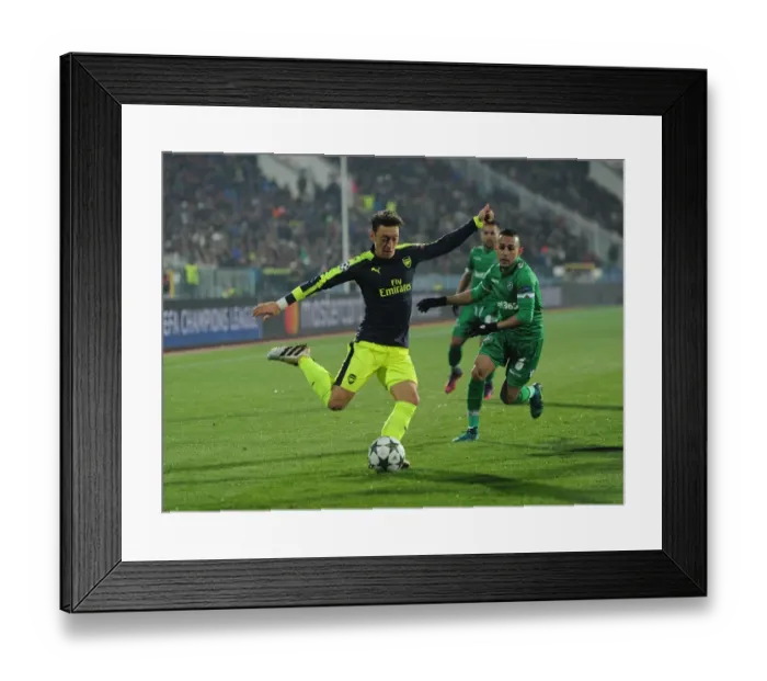 Framed Print : Mesut Ozil Faces Off Against Wanderson: Arsenal vs Ludogorets, UEFA Champions League, 2016