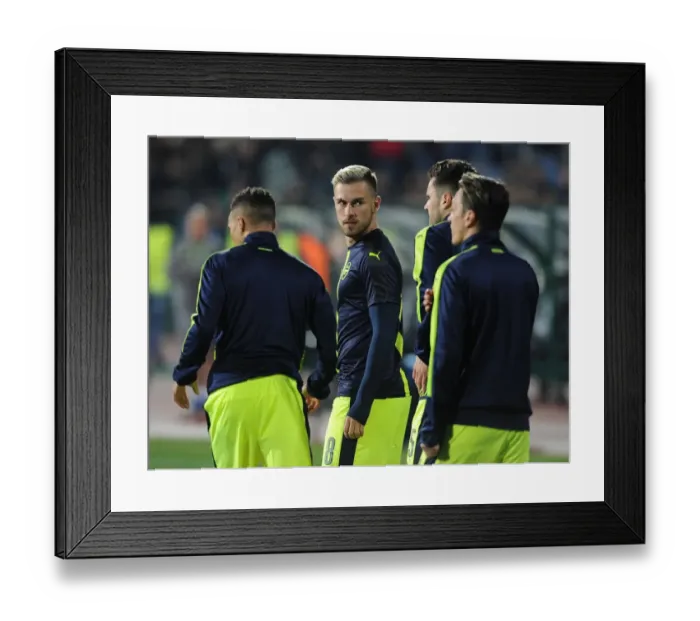 Framed Print : Aaron Ramsey Prepares for Arsenal's UEFA Champions League Clash against Ludogorets Razgrad (November 2016) Framed Print : Aaron Ramsey Prepares for Arsenal's UEFA Champions League Clash against Ludogorets Razgrad (November 2016)