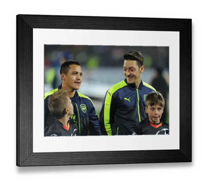 Framed Print : Arsenal's Alexis Sanchez and Mesut Ozil Before UCL Clash vs Ludogorets Razgrad (November 2016)
