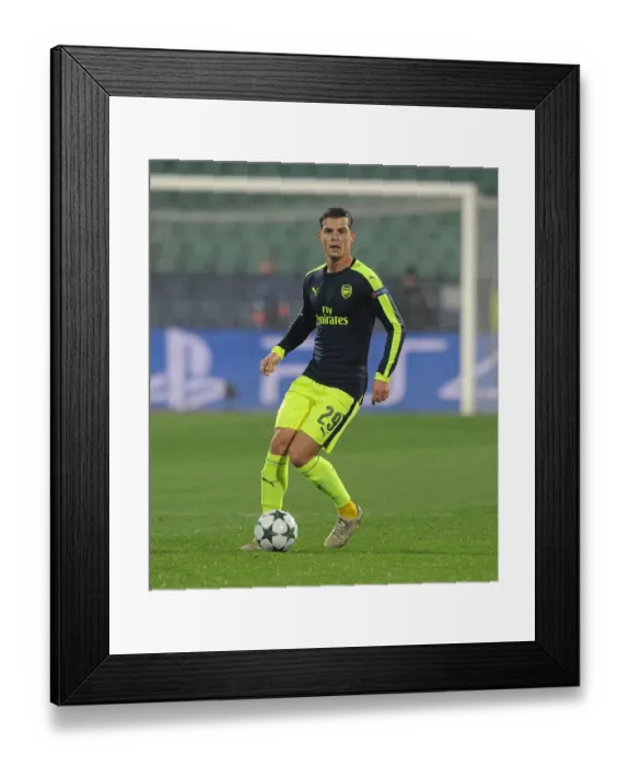 Framed Print : Granit Xhaka in Action: Arsenal vs Ludogorets, UEFA Champions League, 2016