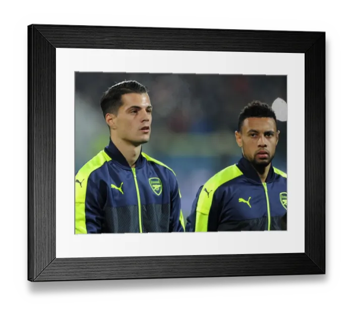 Framed Print : Arsenal's Xhaka and Coquelin Prepare for Ludogorets Clash in Champions League Framed Print : Arsenal's Xhaka and Coquelin Prepare for Ludogorets Clash in Champions League