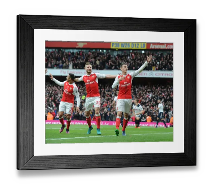 Framed Print : Arsenal Celebrate Goal Against Tottenham in 2016-17 Premier League Clash
