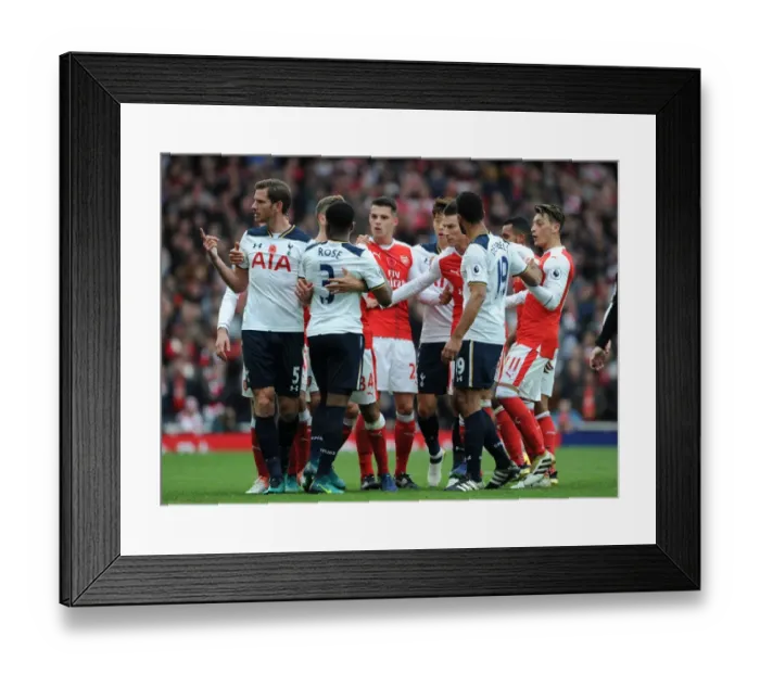 Framed Print : Arsenal vs. Tottenham: Intense Clash Between Xhaka, Koscielny, Ozil and Tottenham's Vertonghen and Rose