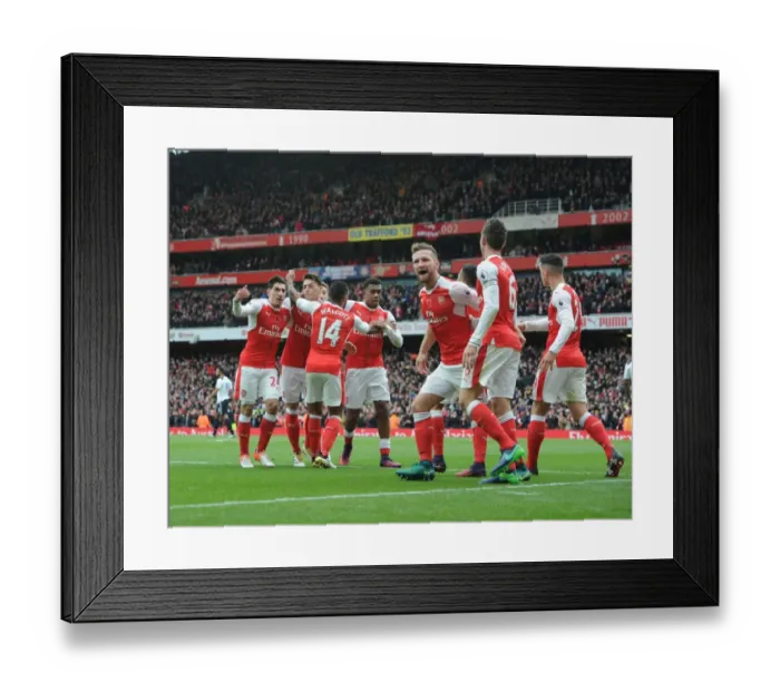 Framed Print : Arsenal Stars: Celebrating a Goal Against Tottenham in the Intense 2016-17 Premier League Clash Framed Print : Arsenal Stars: Celebrating a Goal Against Tottenham in the Intense 2016-17 Premier League Clash