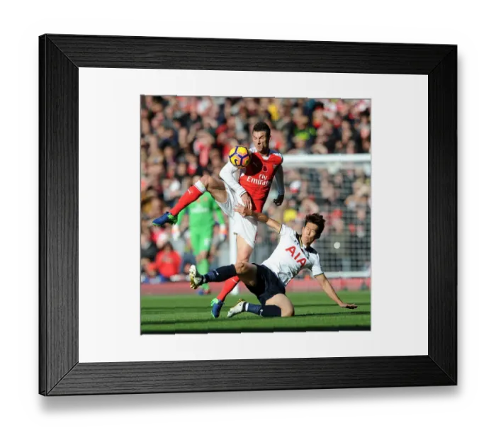 Framed Print : Arsenal vs. Tottenham: Koscielny vs. Son - A Premier League Rivalry: The Battle at Emirates Stadium (2016-17)