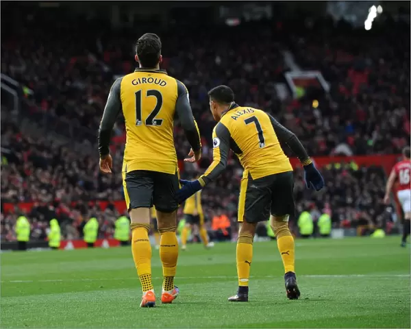 Arsenal's Olivier Giroud Scores and Celebrates with Alexis Sanchez vs Manchester United (2016-17)
