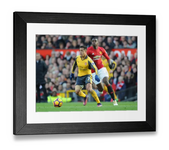 Framed Print : Alexis Sanchez Outsmarts Pogba: A Premier League Battle - Arsenal vs. Manchester United (November 2016)
