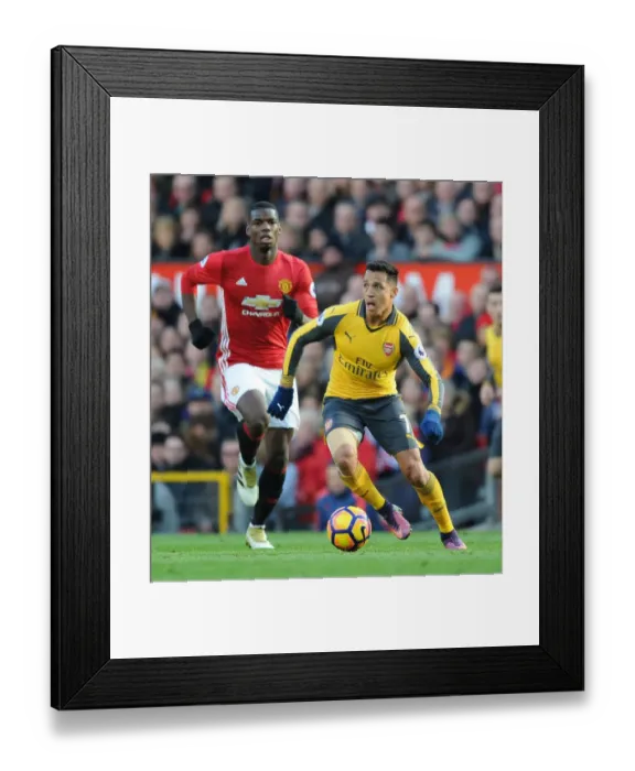 Framed Print : Alexis Sanchez Breaks Past Pogba: Manchester United vs Arsenal, Premier League 2016-17