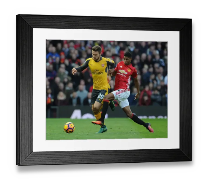 Framed Print : Mustafi vs Rashford: Manchester United vs Arsenal, Premier League Clash (2016-17) Framed Print : Mustafi vs Rashford: Manchester United vs Arsenal, Premier League Clash (2016-17)