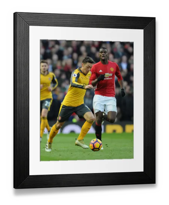 Framed Print : Mesut Ozil Outsmarts Pogba: A Premier League Battle - Arsenal vs. Manchester United (2016-17)