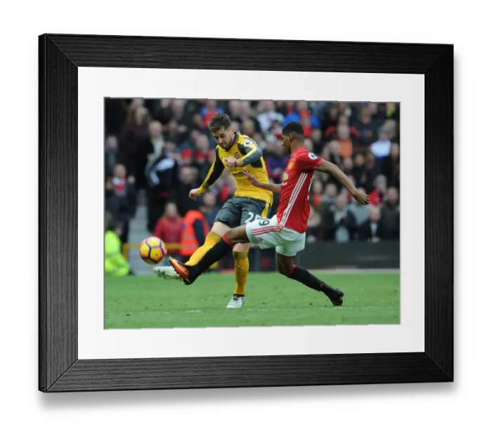 Framed Print : Clash at Old Trafford: Jenkinson vs. Rashford - Manchester United vs. Arsenal, Premier League 2016-17
