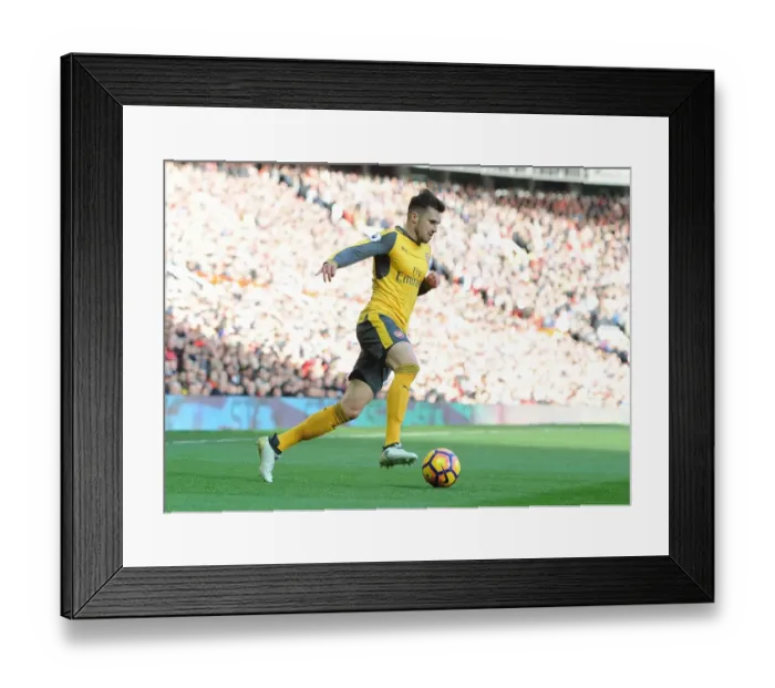 Framed Print : Arsenal's Carl Jenkinson Clashes with Manchester United at Old Trafford (2016-17 Premier League)