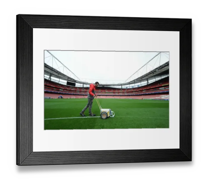 Framed Print : Preparing the Emirates Turf: Arsenal FC vs Paris Saint-Germain, UEFA Champions League (2016-17)