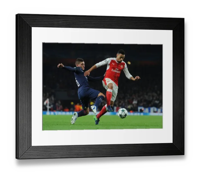 Framed Print : Coquelin Battles Past Verratti: Arsenal vs. Paris Saint-Germain, UEFA Champions League, 2016-17 Framed Print : Coquelin Battles Past Verratti: Arsenal vs. Paris Saint-Germain, UEFA Champions League, 2016-17