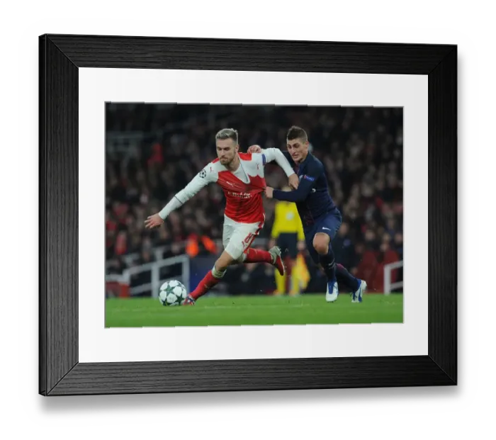 Framed Print : Clash of the Midfield Masters: Ramsey vs. Verratti in Arsenal vs. Paris Saint-Germain Champions League Battle (2016-17) Framed Print : Clash of the Midfield Masters: Ramsey vs. Verratti in Arsenal vs. Paris Saint-Germain Champions League Battle (2016-17)