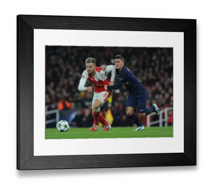Framed Print : Clash of the Midfield Titans: Ramsey vs. Verratti - Arsenal vs. Paris Saint-Germain, 2016-17 Champions League Framed Print : Clash of the Midfield Titans: Ramsey vs. Verratti - Arsenal vs. Paris Saint-Germain, 2016-17 Champions League