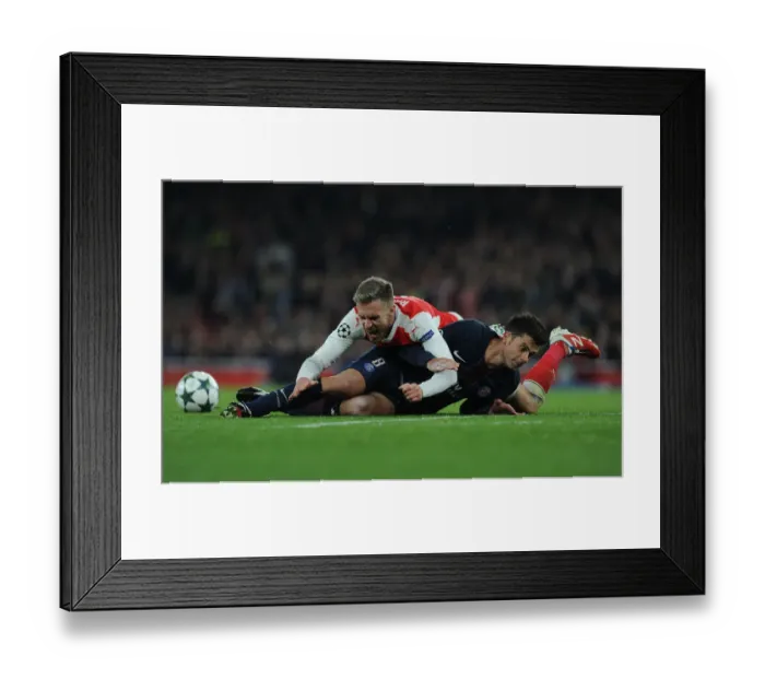 Framed Print : Arsenal's Aaron Ramsey Foul by Thiago Motta in 2016-17 Champions League Clash