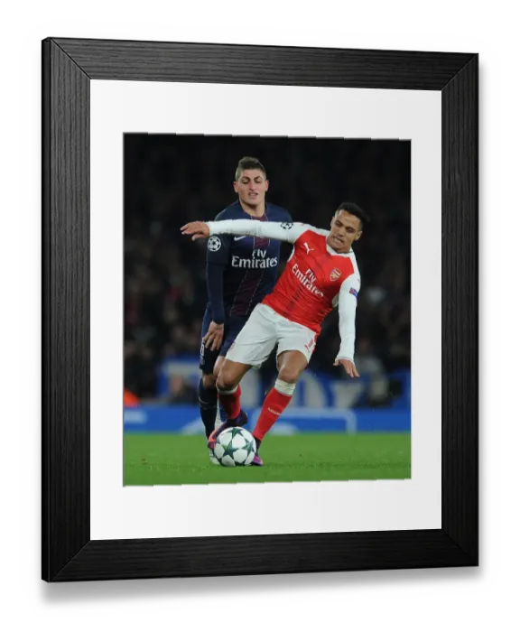 Framed Print : Champions League Showdown: Sanchez vs. Verratti - Arsenal vs. Paris Saint-Germain (2016-17): A Battle of Stars at Emirates Stadium Framed Print : Champions League Showdown: Sanchez vs. Verratti - Arsenal vs. Paris Saint-Germain (2016-17): A Battle of Stars at Emirates Stadium
