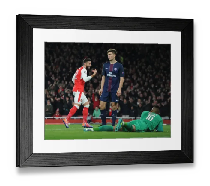 Framed Print : Arsenal's Olivier Giroud Celebrates Second Goal Against Paris Saint-Germain in 2016-17 UEFA Champions League