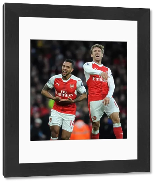 Arsenal's Theo Walcott and Nacho Monreal Celebrate Goals Against AFC Bournemouth, 2016 / 17 Premier League