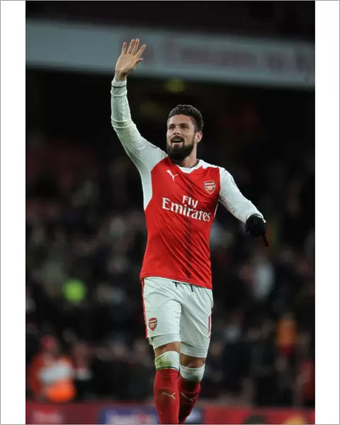 Arsenal's Oliver Giroud Prepares for Arsenal v AFC Bournemouth in Premier League