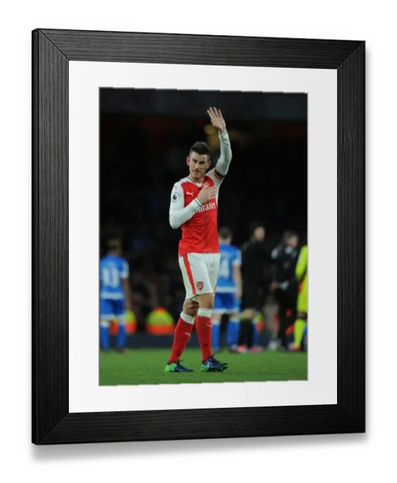 Framed Print : Arsenal's Laurent Koscielny: Focused Ahead of Arsenal v AFC Bournemouth (2016 / 17)