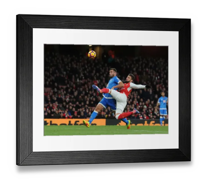 Framed Print : Arsenal vs AFC Bournemouth: Olivier Giroud vs Steve Cook Battle at Emirates Stadium, Premier League 2016 / 17