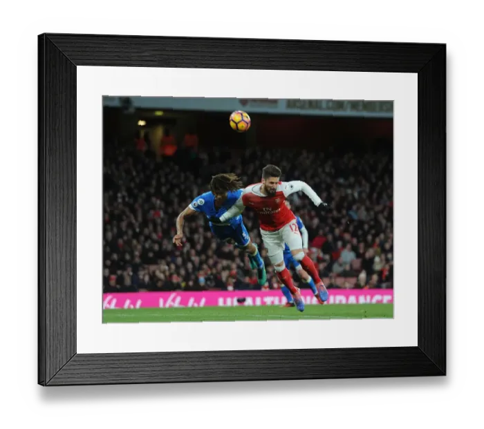 Framed Print : Giroud vs Ake: A Football Battle at the Emirates - Arsenal vs AFC Bournemouth, Premier League 2016 / 17