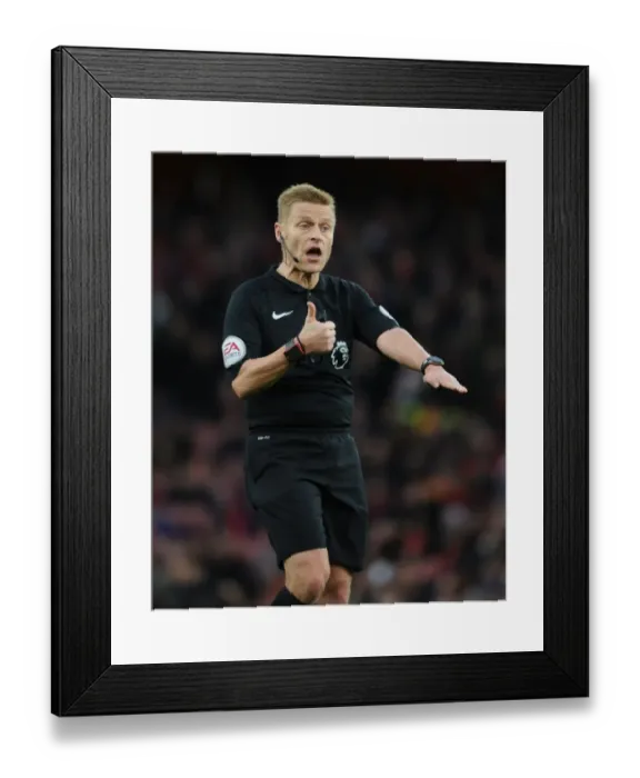 Framed Print : Referee Mike Jones Overssees Arsenal vs AFC Bournemouth Clash in Premier League