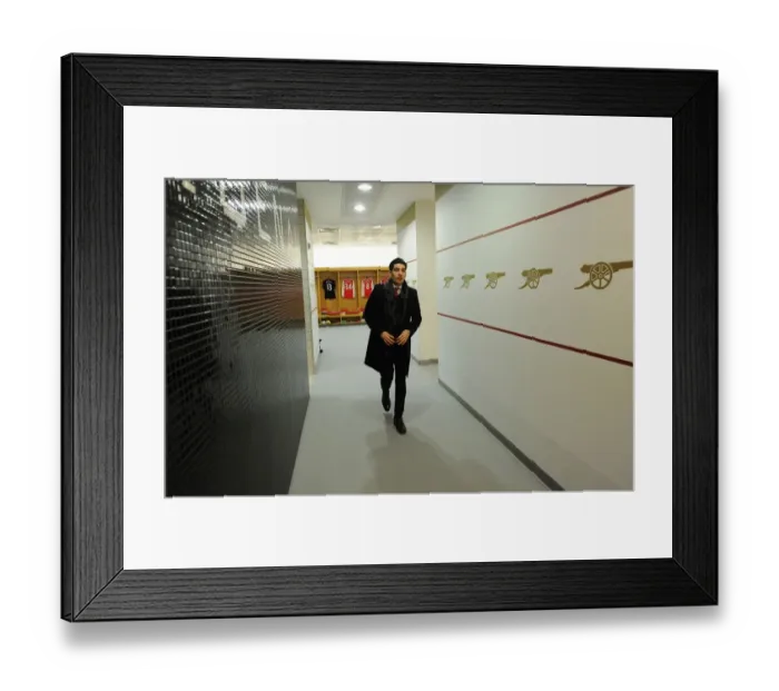 Framed Print : Arsenal Football Club: Hector Bellerin in the Home Changing Room - Arsenal vs AFC Bournemouth, Premier League 2016 / 17
