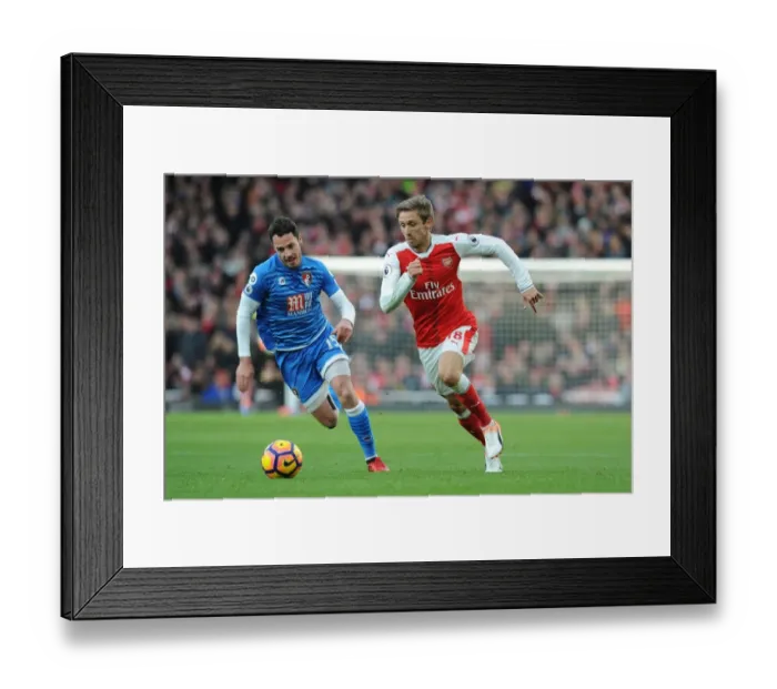Framed Print : Monreal vs. Smith: Clash at the Emirates - Arsenal v AFC Bournemouth, Premier League 2016 / 17
