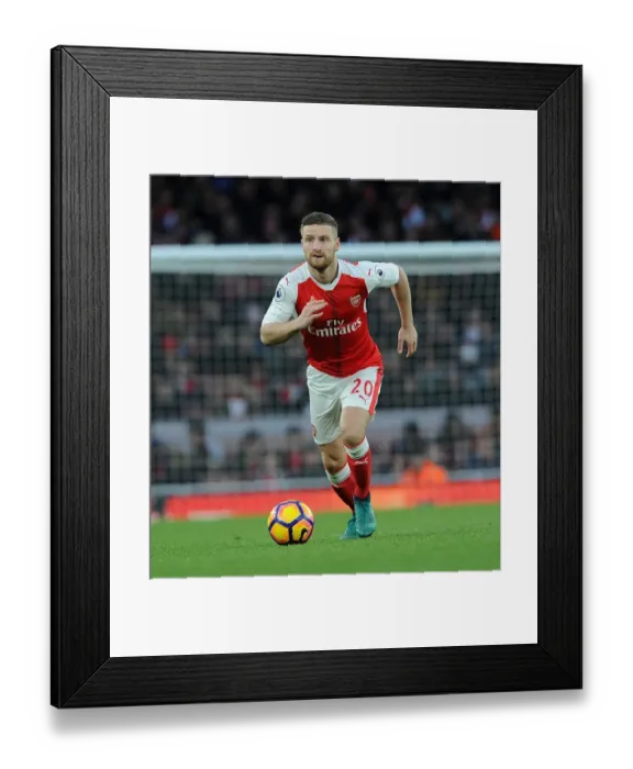 Framed Print : Shkodran Mustafi Focuses in Arsenal's Battle Against AFC Bournemouth, 2016 / 17 Premier League