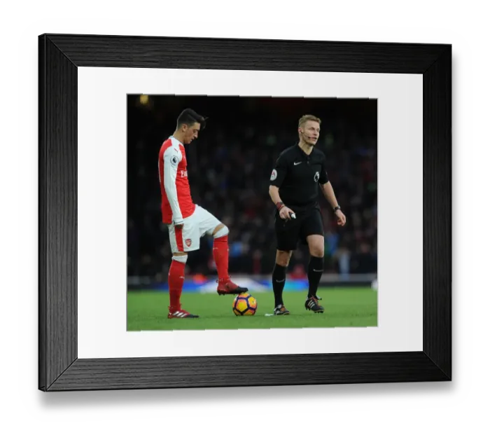 Framed Print : Arsenal vs AFC Bournemouth: Mike Jones Referees Mesut Ozil