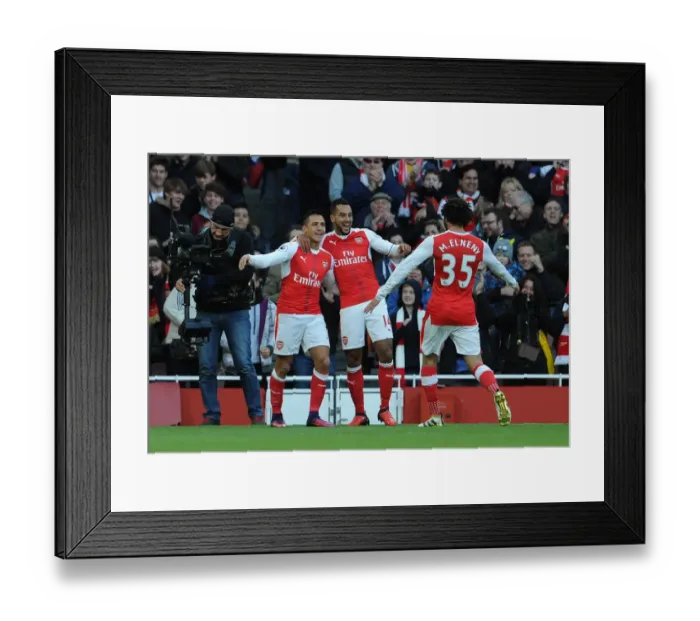 Framed Print : Triumphant Threesome: Sanchez, Walcott, Elneny Celebrate Arsenal's First Goal vs. AFC Bournemouth Framed Print : Triumphant Threesome: Sanchez, Walcott, Elneny Celebrate Arsenal's First Goal vs. AFC Bournemouth