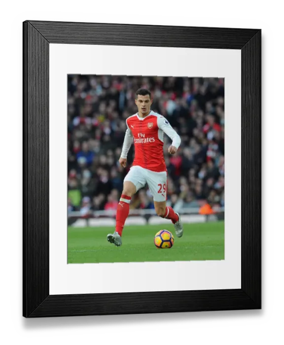 Framed Print : Granit Xhaka: Arsenal Midfielder in Action against AFC Bournemouth, Premier League 2016 / 17