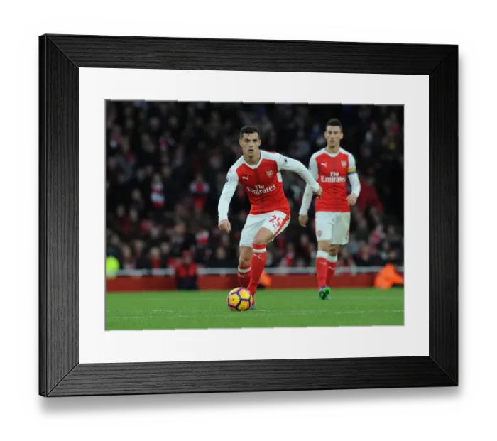 Framed Print : Granit Xhaka: Arsenal Midfielder in Action against AFC Bournemouth, Premier League 2016 / 17