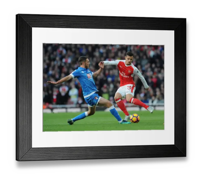 Framed Print : Xhaka vs. Gosling: Battle in the Midfield - Arsenal v AFC Bournemouth, Premier League 2016 / 17
