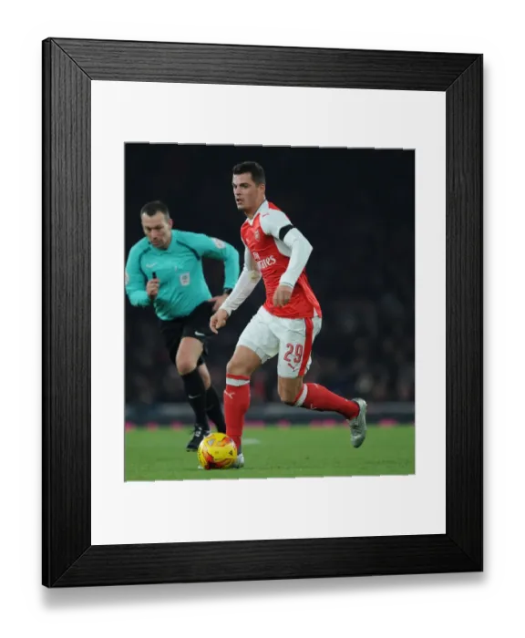 Framed Print : Arsenal's Granit Xhaka in EFL Cup Quarter-Final Clash Against Southampton