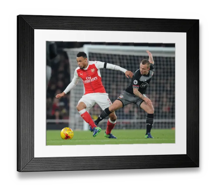 Framed Print : Arsenal vs. Southampton: Coquelin Clashes with Clasie in EFL Cup Quarter-Final