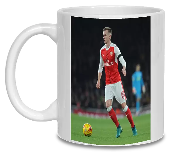 Rob Holding (Arsenal). Arsenal 0: 2 Southampton. EFL Cup. Quarter Final. Emirates Stadium